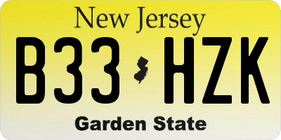 NJ license plate B33HZK