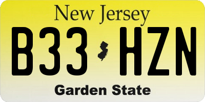 NJ license plate B33HZN