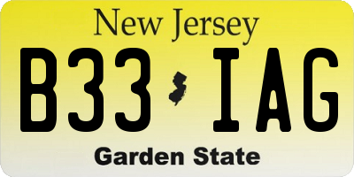 NJ license plate B33IAG
