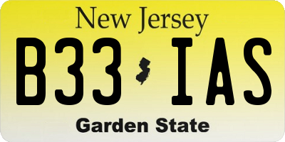 NJ license plate B33IAS