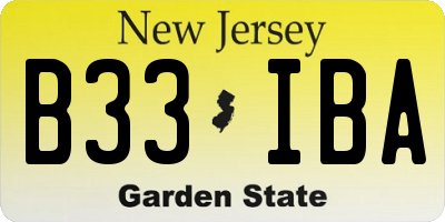 NJ license plate B33IBA