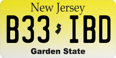 NJ license plate B33IBD