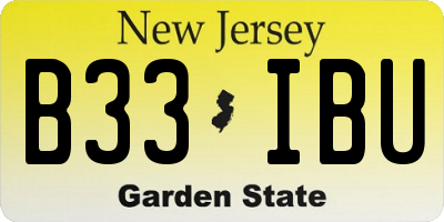 NJ license plate B33IBU