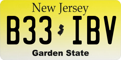 NJ license plate B33IBV