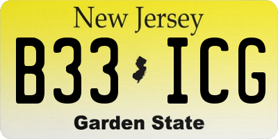 NJ license plate B33ICG