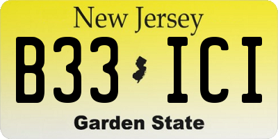 NJ license plate B33ICI
