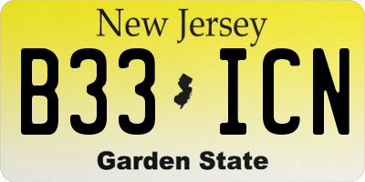 NJ license plate B33ICN