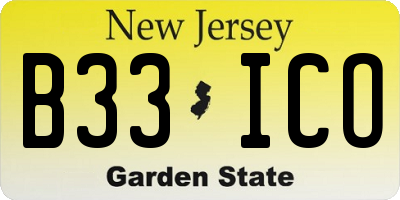 NJ license plate B33ICO