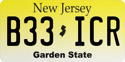 NJ license plate B33ICR