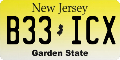NJ license plate B33ICX