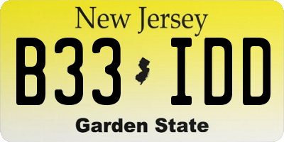 NJ license plate B33IDD