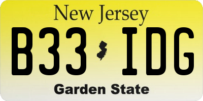 NJ license plate B33IDG
