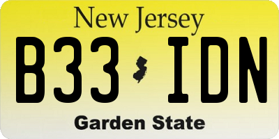 NJ license plate B33IDN