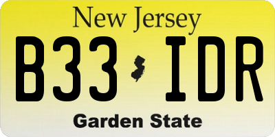 NJ license plate B33IDR