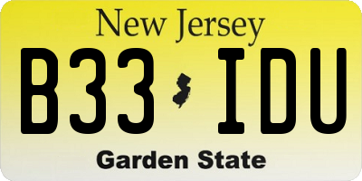 NJ license plate B33IDU