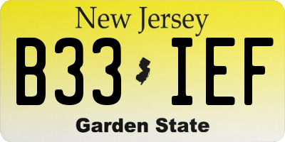 NJ license plate B33IEF
