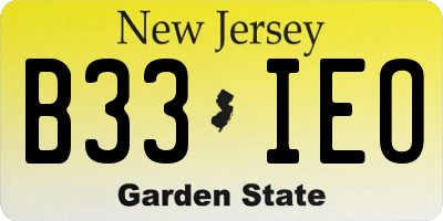NJ license plate B33IEO