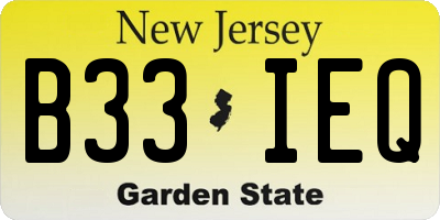 NJ license plate B33IEQ
