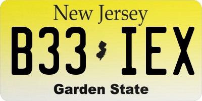 NJ license plate B33IEX
