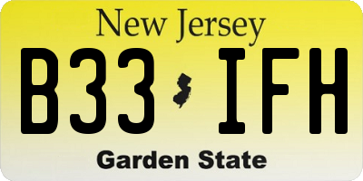 NJ license plate B33IFH