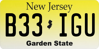 NJ license plate B33IGU