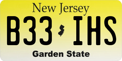 NJ license plate B33IHS