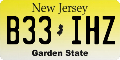 NJ license plate B33IHZ