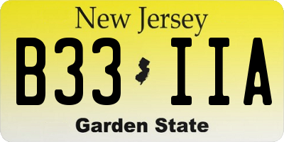 NJ license plate B33IIA