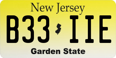 NJ license plate B33IIE