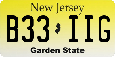 NJ license plate B33IIG
