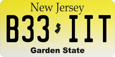 NJ license plate B33IIT