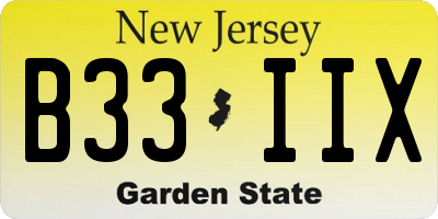 NJ license plate B33IIX