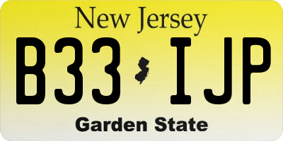 NJ license plate B33IJP