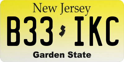 NJ license plate B33IKC