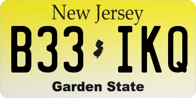 NJ license plate B33IKQ
