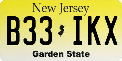 NJ license plate B33IKX