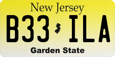 NJ license plate B33ILA