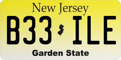 NJ license plate B33ILE