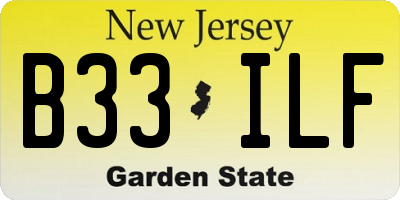 NJ license plate B33ILF