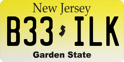 NJ license plate B33ILK
