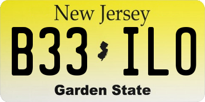 NJ license plate B33ILO