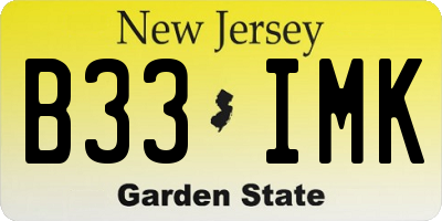 NJ license plate B33IMK