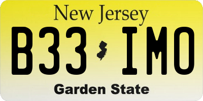 NJ license plate B33IMO
