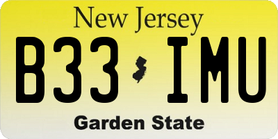 NJ license plate B33IMU