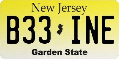 NJ license plate B33INE