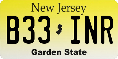 NJ license plate B33INR