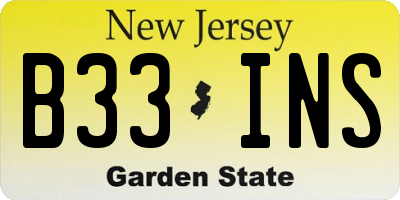 NJ license plate B33INS