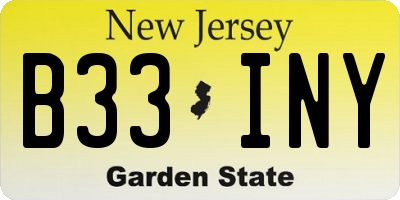 NJ license plate B33INY