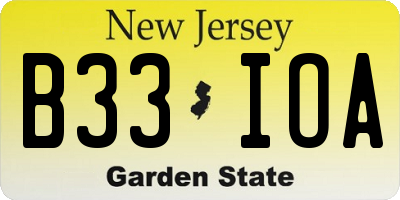 NJ license plate B33IOA