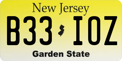 NJ license plate B33IOZ